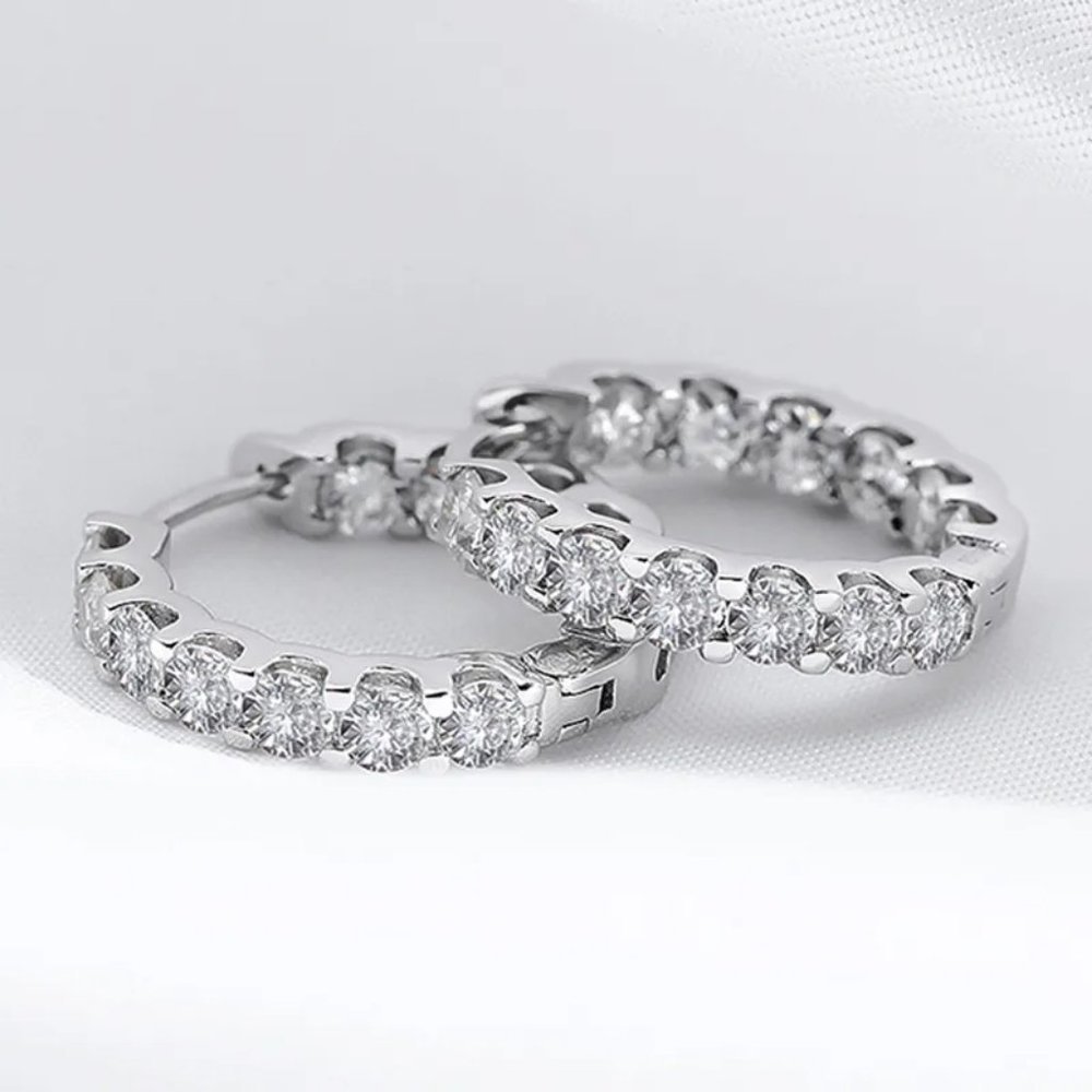 Certified 2.6 ct. t.w. Moissanite Diamond Inside Out Hoop Earrings NEW - Picture 6 of 14